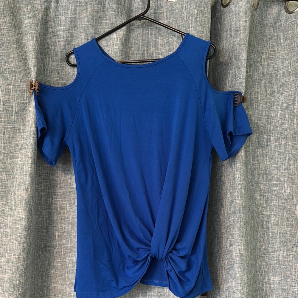 Blue Cold Shoulder Women Top